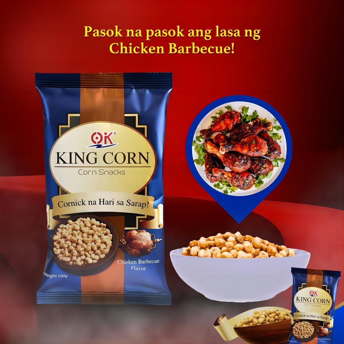 OK King Corn Cornick Sweet Corn Chili Garlic Chiken Barbecue Snack 100g ...