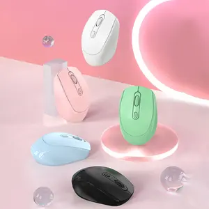 Mouse Wireless Bluetooth 5.2+2.4G Silent Click Dual Mode Rechargeable 500mAh 4 Warna Morandi untuk Laptop PC Macbook