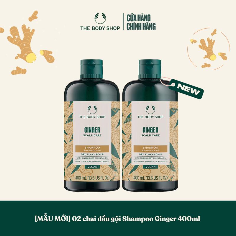 MẪU MỚI Bộ chăm sóc tóc khô gàu Gừng: 02 Dầu Gội Ginger Scalp Care Shampoo 400ml - Dưỡng Tóc The Body Shop