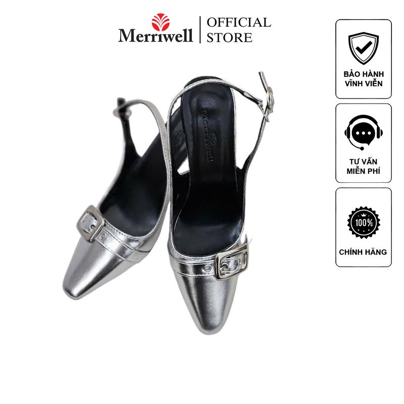 MERRIWELL Giày Cao Gót Mũi Nhọn Cá Tính Bạc Sang Trọng GNF17 Nữ - Shoes dép  gót 3 phân DéP Sandal Cao Su Nhung DéP Sandal DéP giày  caogotnu giày  cao phối dây xích xăng  đan gótxinh  quảng châu Hoa cao  gót đế thấp
