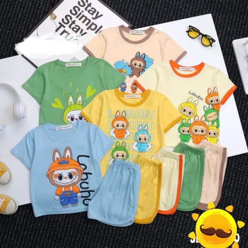 04 Bộ Thun lạnh cho bé trai bé gái size từ 7-15kg  màu ngẫu nhiên (Theo những bảng màu e đã ghim, mẹ nào thích lấy bảng màu nào thì nhắn tin cho shop) Áo Thun 7