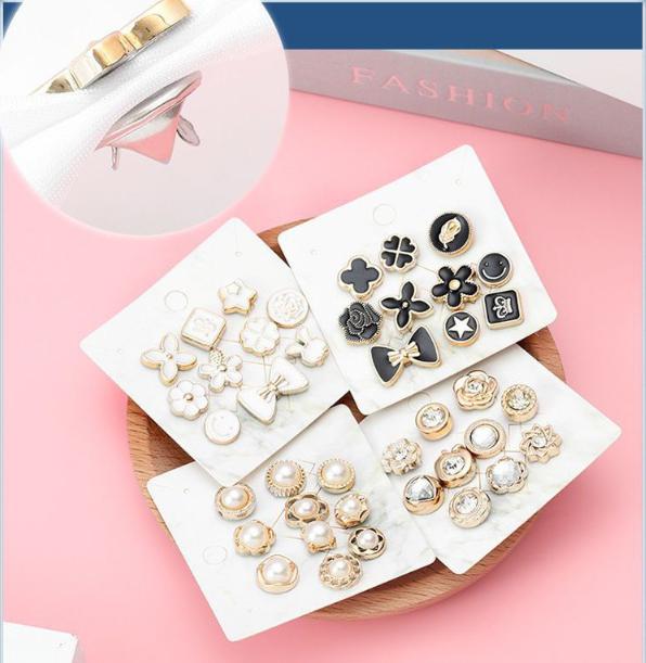 SIGVARDSTORE - Bros Pin Fashion Mini Baju 10Pcs Aksesoris wanita Hijab Jilbab Dagu Terbaru  BRS01 Bross Klip Manik Asesoris Clips