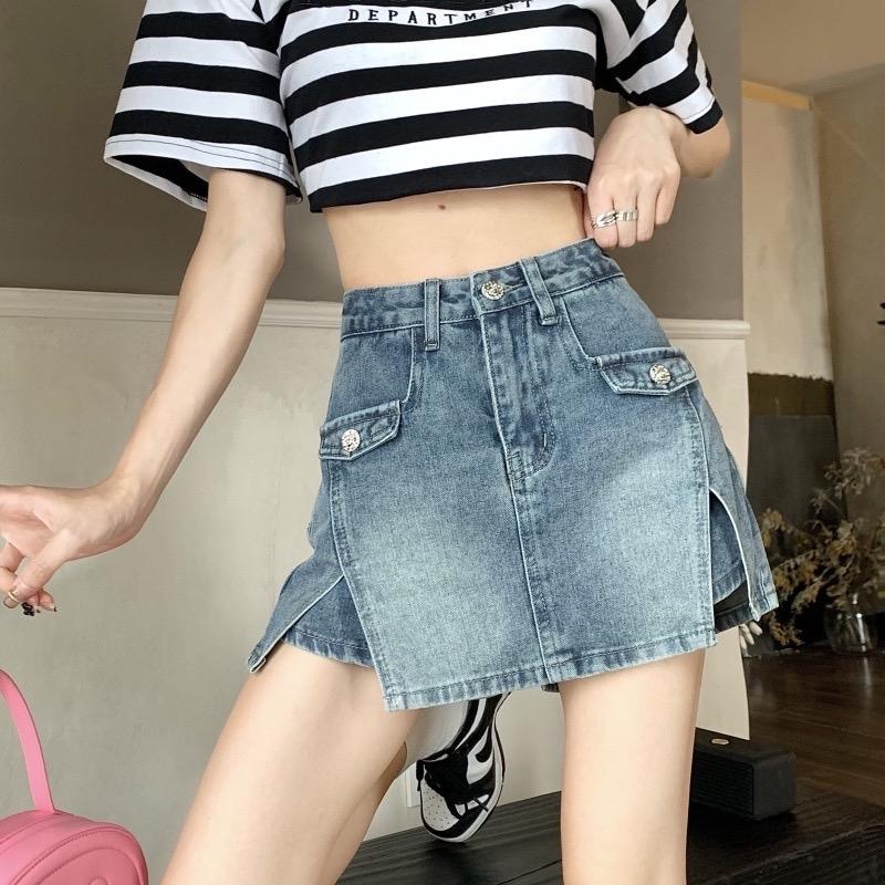 Product Introduction of Quần Giả Váy Jean Chất Mềm Dáng Chữ A Lưng Cao Br03 3