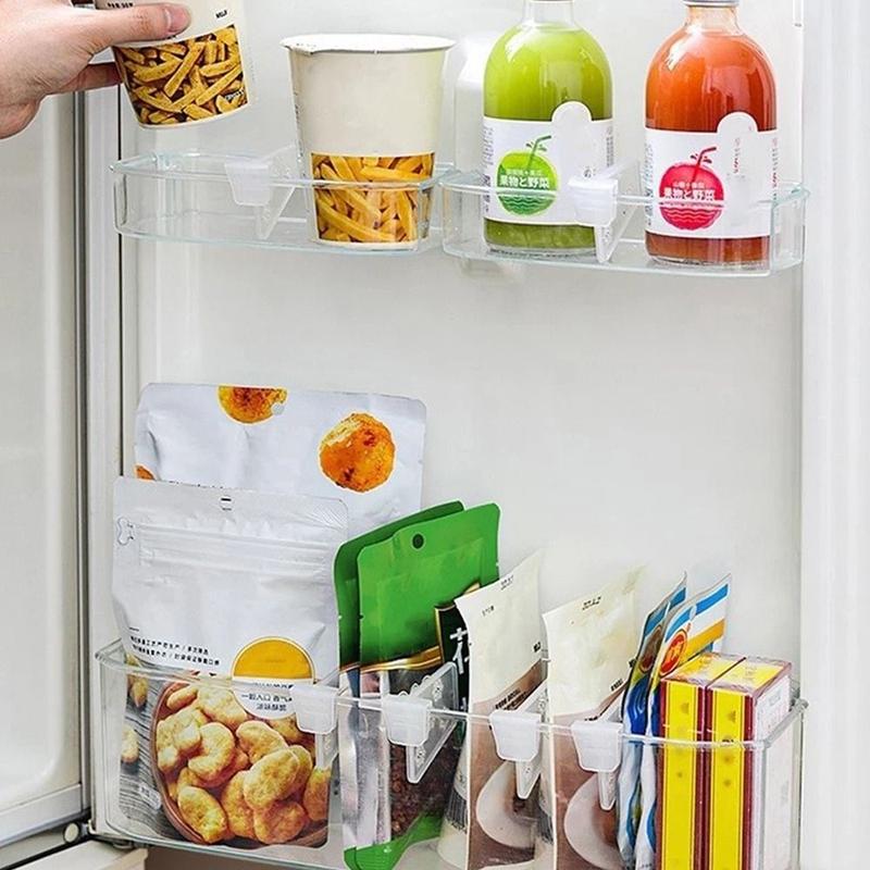 Product Introduction of 1Pcs/1Set New Fridge Side Door Refrigerator Partition Board Kitchen Accessories Separating Storage Shelf Bottle Can Organizer Plastic Divider Clip 18