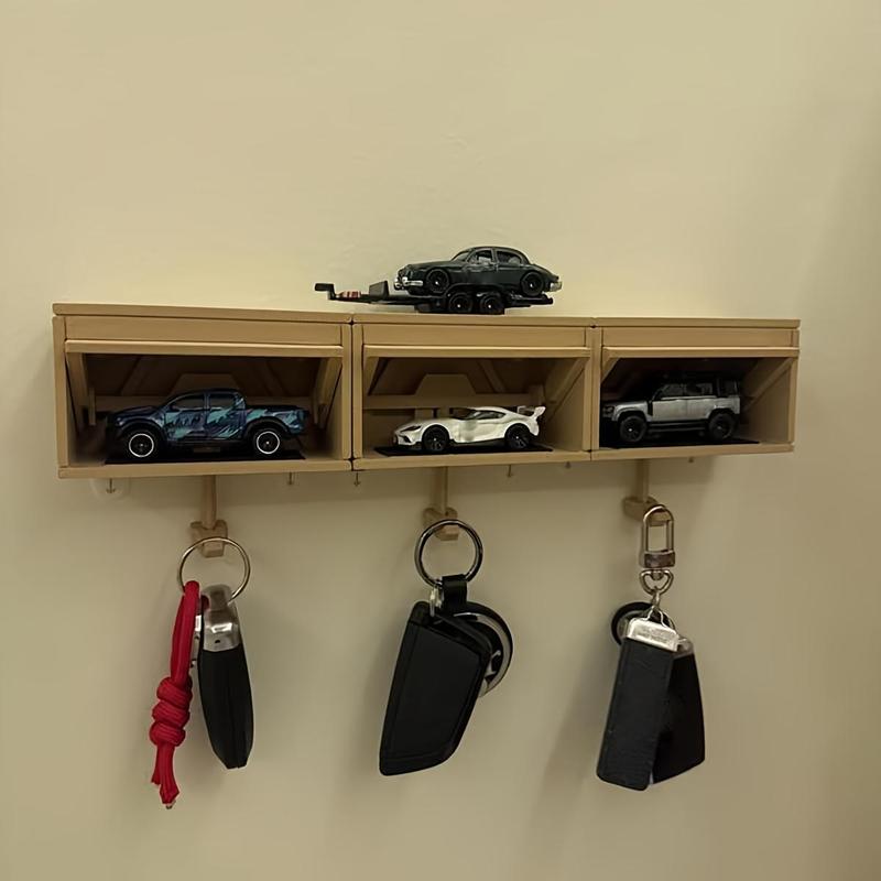 Car Garage Design Key Holder with Hook, 1 Count Wall Mounted Key Organizer for Entryway Garage, Ideal Gift for Birthday, Holiday, Shelves, Decor, Wall Shelf, Garage Storage 5