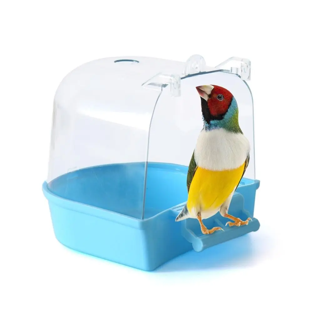 onmini for Medium and Small Parrots Hanging Bird Bath for Cage No-Leakage Large Size Parrot Shower Perch Transparent Cage Accessory