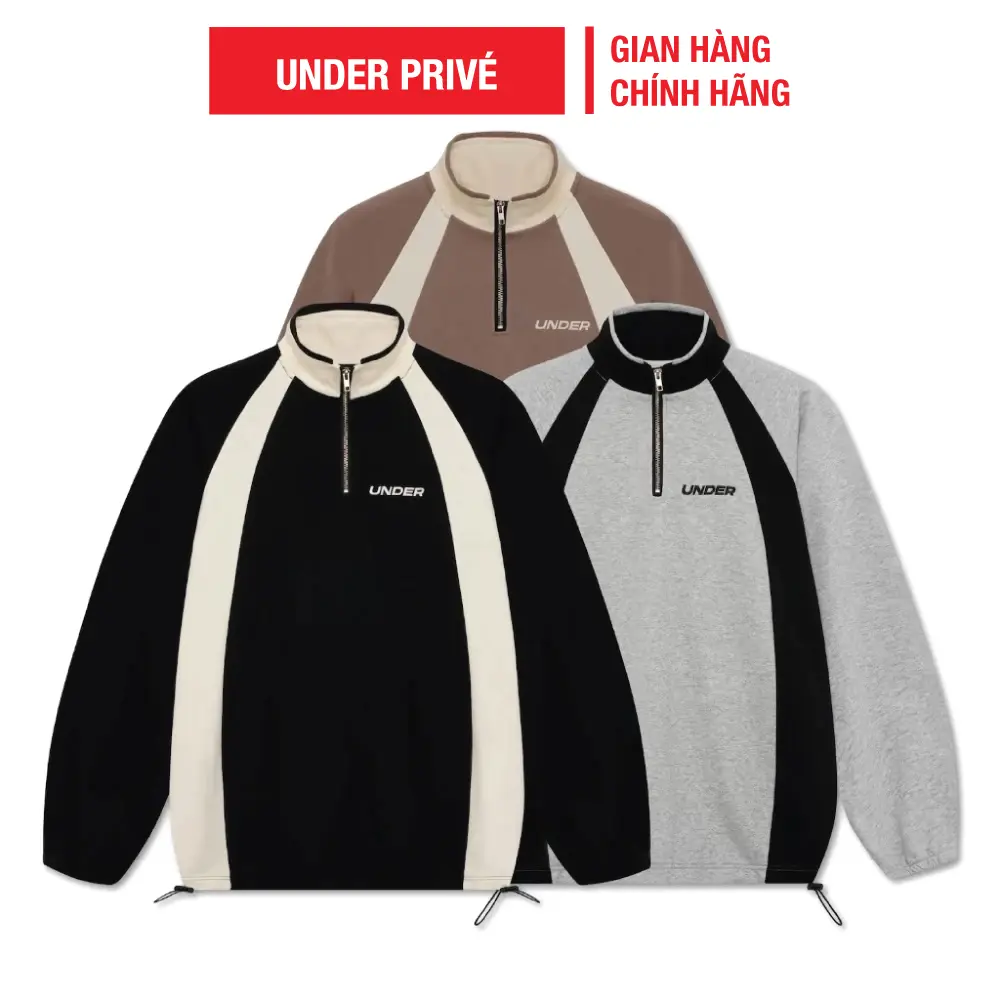 Áo Sweater UNDER Basic Half Zip Nỉ Chân Cua - USW002