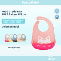 Gambar Mocababy  Bib Celemek Makan Bayi Slaber Silikon Anak Bibs Karet Baby Burb Apron Silicon Anti Air Tahan Air Silikon Bib Feeding Saliva Handuk Kartun Adjustable Anak Celemek Dengan Kantong Biru Merah Kucing - Rabbit glasses, 32cm x 23cm dari Mocababy.id Kab. Tangerang 1 Tokopedia