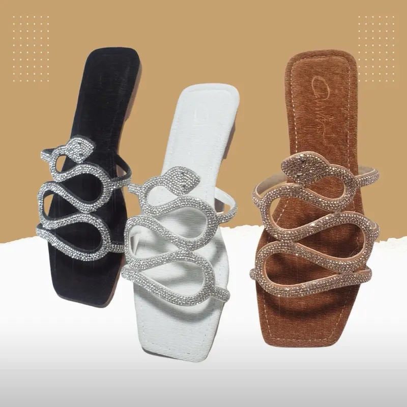 Dép Lê Nữ Mũi Vuông, Quai Đá Rắn, Dế Chống Trơn Trượt DéP GiàY anh88Shoes Hoa Quai Hậu 1