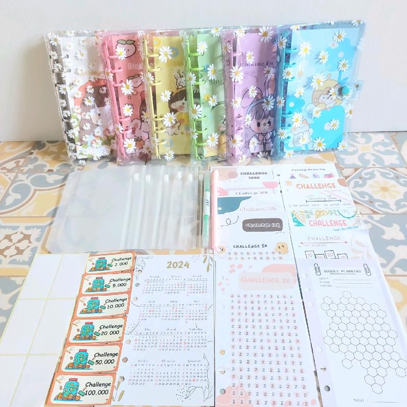 [10Pcs Zipper bag] Binder Keuangan Daisy A6 0