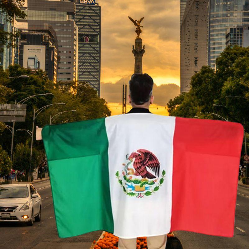 Capa de Bandera de México para Adulto - Disfraz Patrio Tricolor_TOPM