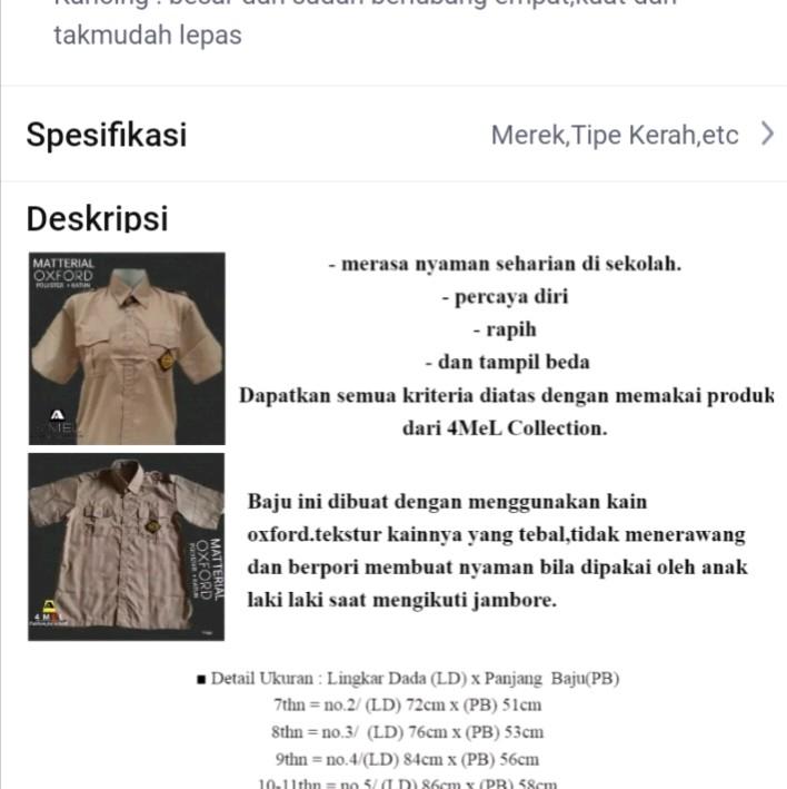 baju pramuka sd smp sma laki laki lengan pendek seragam sekolah Amel Uniform Coklat Pria Tebal Kancing  Formal Nyaman kemeja 3