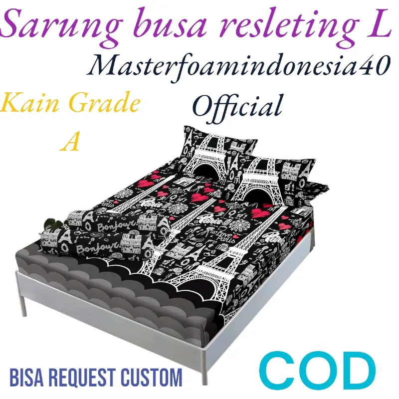 Sarung busa Ressleting ukuran 90x200 Bisa Dicuci Resleting sprei 4