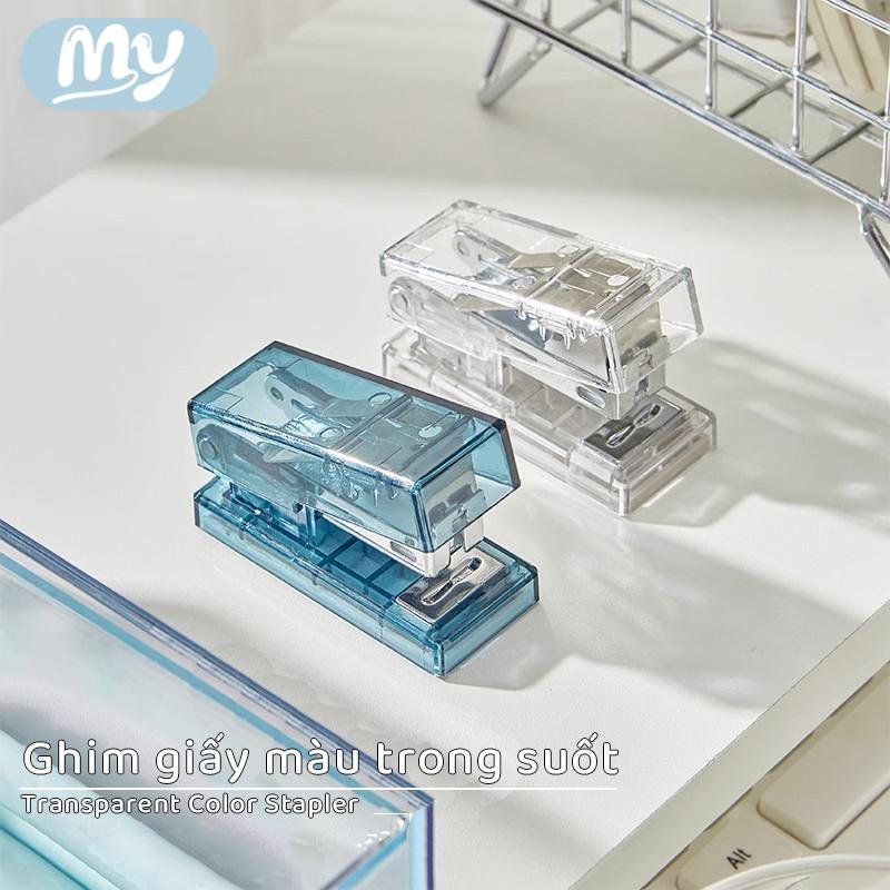 Dụng Cụ Văn Phòng & Học Tập | Dập Ghim Mini Trong Suốt M.Y. Siêu Nhỏ Gọn | Để Túi Xách Hộp Bút | Tặng 1000 Ghim