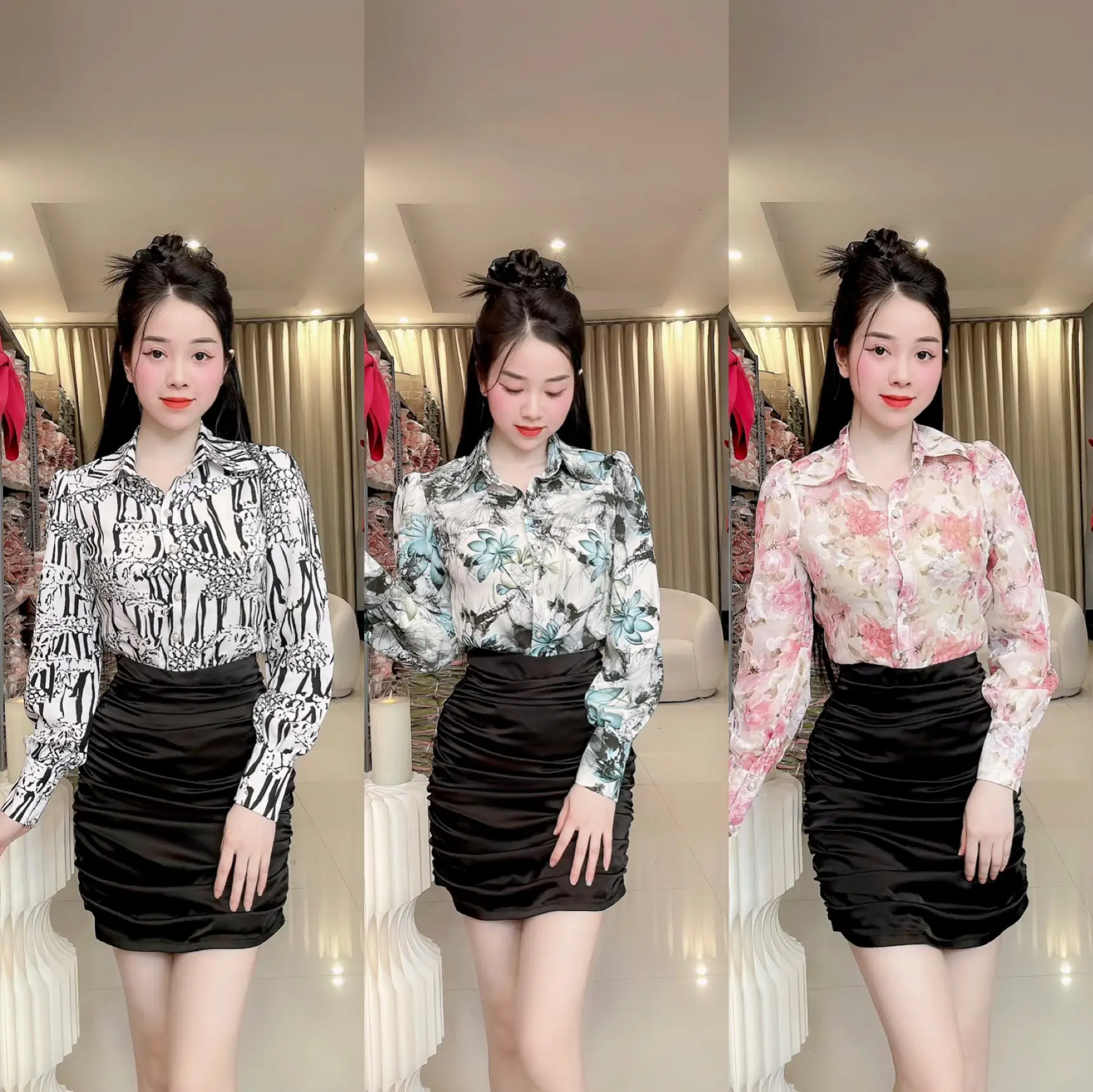 (N81) Áo sơ mi hoạ tiết thiết kế sành điệu mặc mát áo sơ mi nữ kiểu đẹp by Thương Lê N81