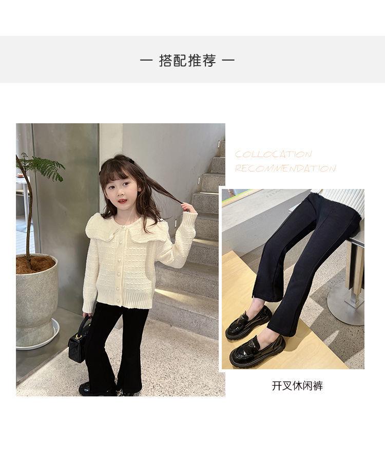 Product Introduction of Girls' Fashionable Cardigan Girl Knitted Sweater Kids' Sweater Middle and Big Children's Coat 2024 Spring New Bottoming Shirt Fashion 1