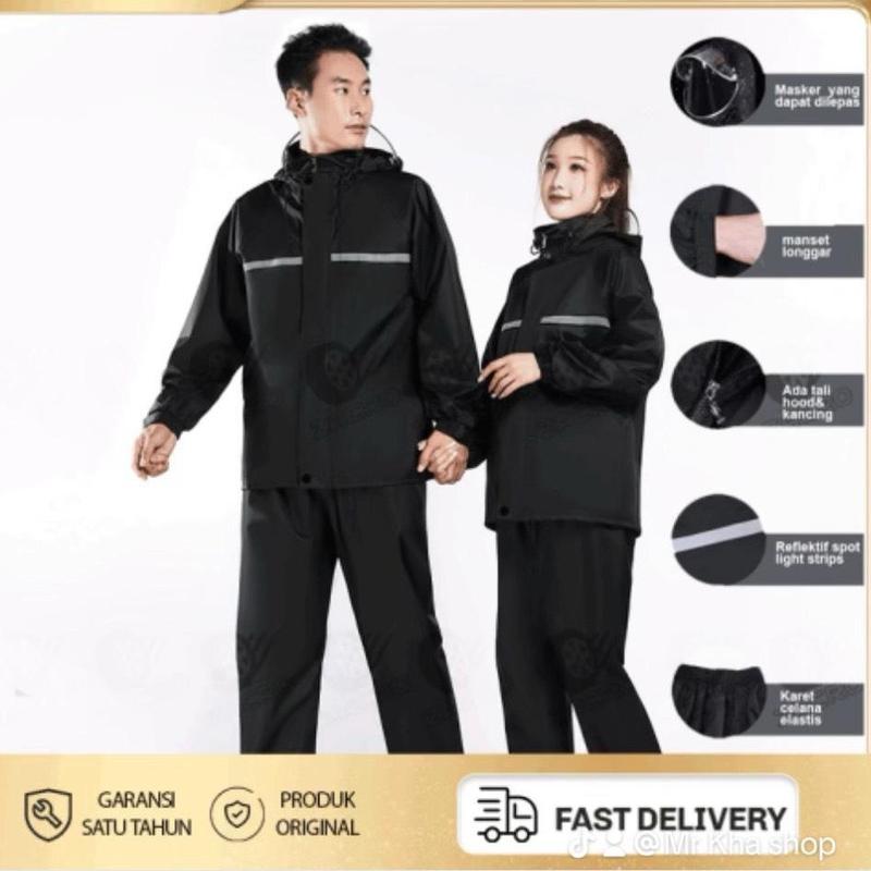 Sale Sốc Áo Mưa BỘ VIP Cao Cấp Vải Dù Không Ngấm Chống Nước Màu Xanh Than Phản Quang Size 2XL 3XL 4XL Túi Đựng Nam Nữ Đồng Đi Xe Máy Garansi 1 Năm Original