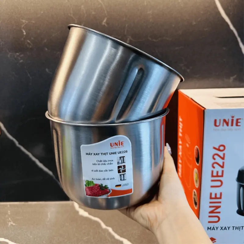 Máy Xay Thịt Cao Cấp Unie UE-226 ( UE226 ) , 2 Cối Inox, Có Lưỡi Bóc Hành Tỏi, Hàng Chính Hãng 1