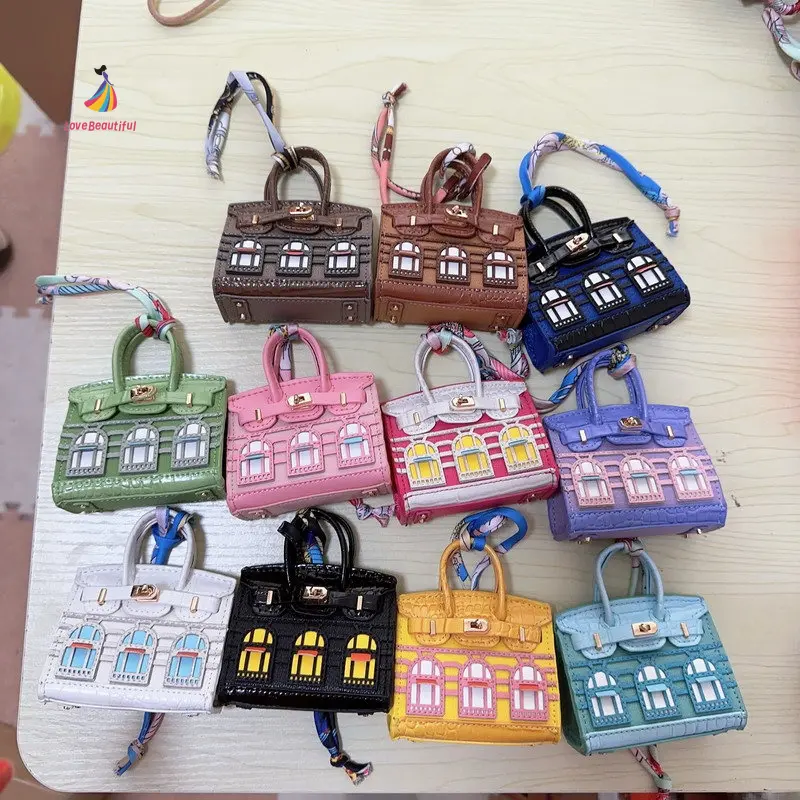 Handbag Pendant Mini Birkin Bag Small House Ornaments Cute Creative Small Window Earphone Bag Lipstick Pack