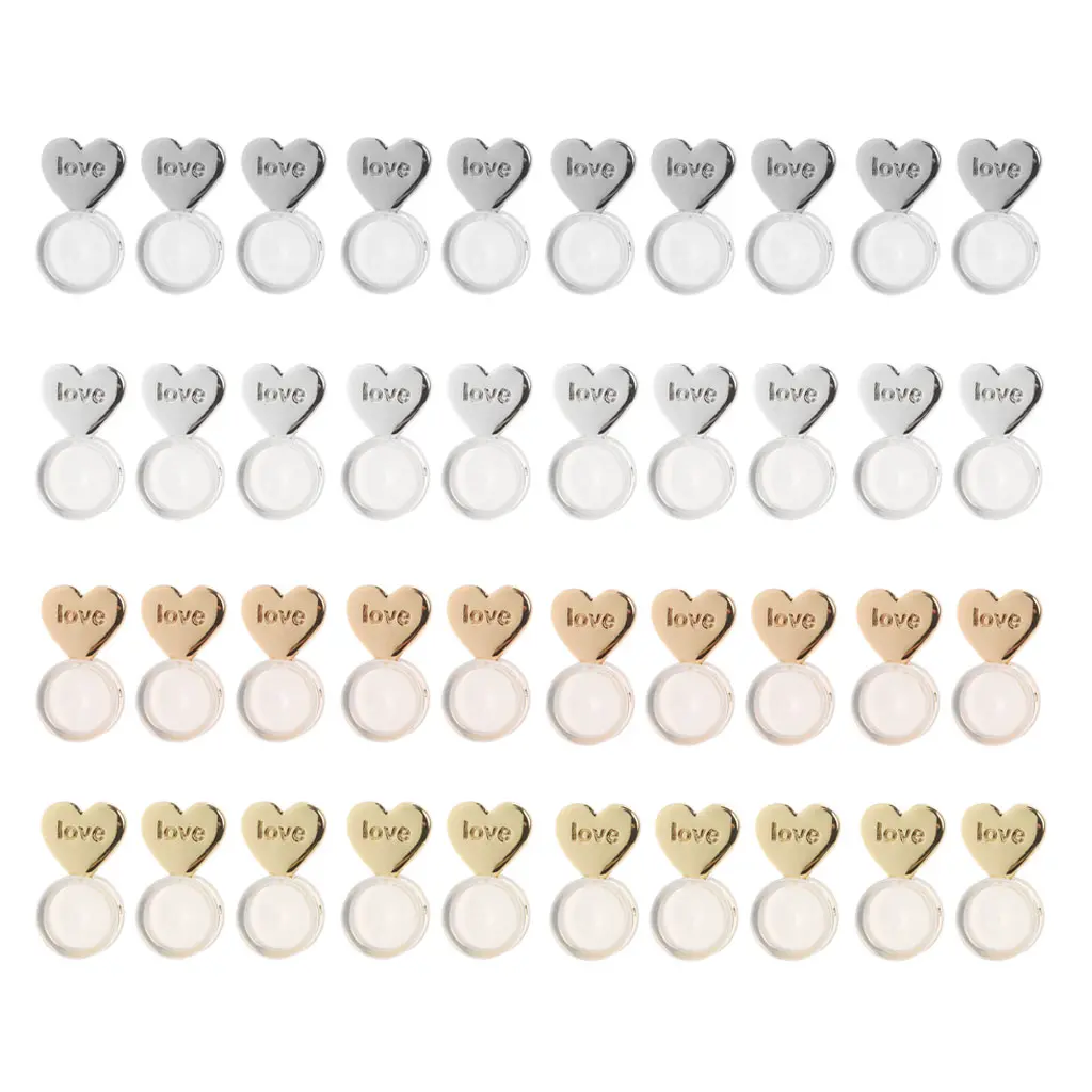 10 PCS Heart Love Earrings Backs Replacements,Hypoallergenic Earring Backs Safely Locking Earring Backs for Studs