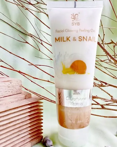 SYB Facial glowing peeling gel Milk & Snail / Snail and Milk / SYB FACIAL GLOWING PEELING GEL With Milk and Snail / Bisa Bayar Ditempat Scrub Exfoliating 2