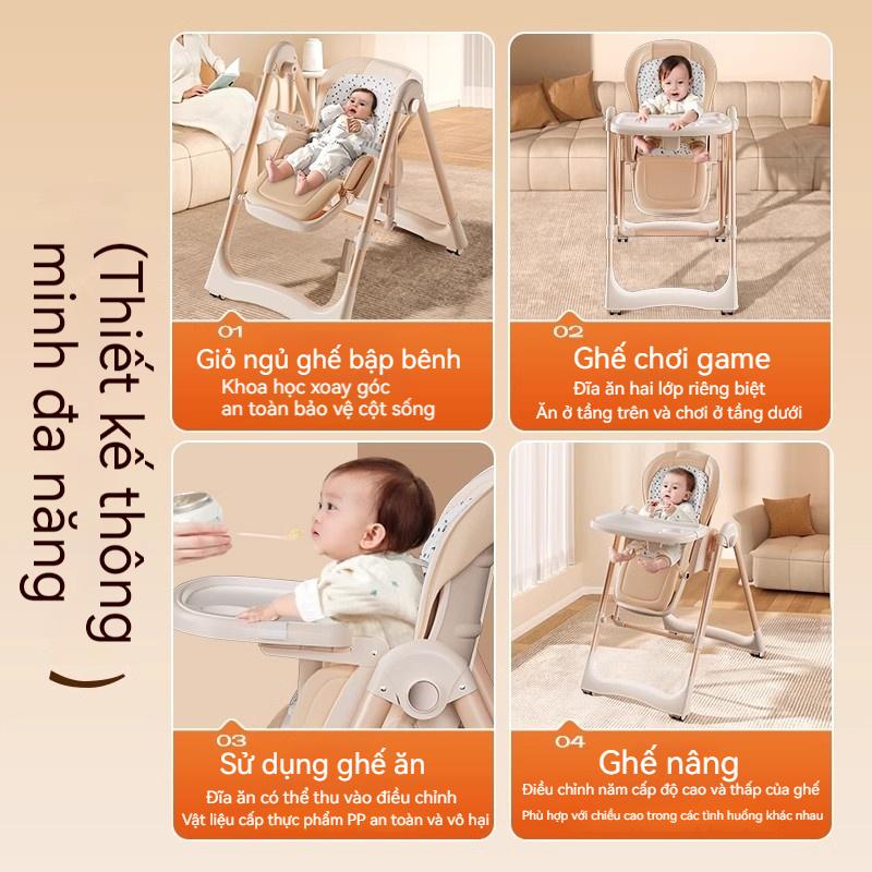 Ghế ăn dặm cao cấp đa năng,Có thể điều chỉnh độ cao, chất liệu an toàn, có thể gấp gọn, tựa lưng có thể điều chỉnh portable  high ghế  ăn Voi 7