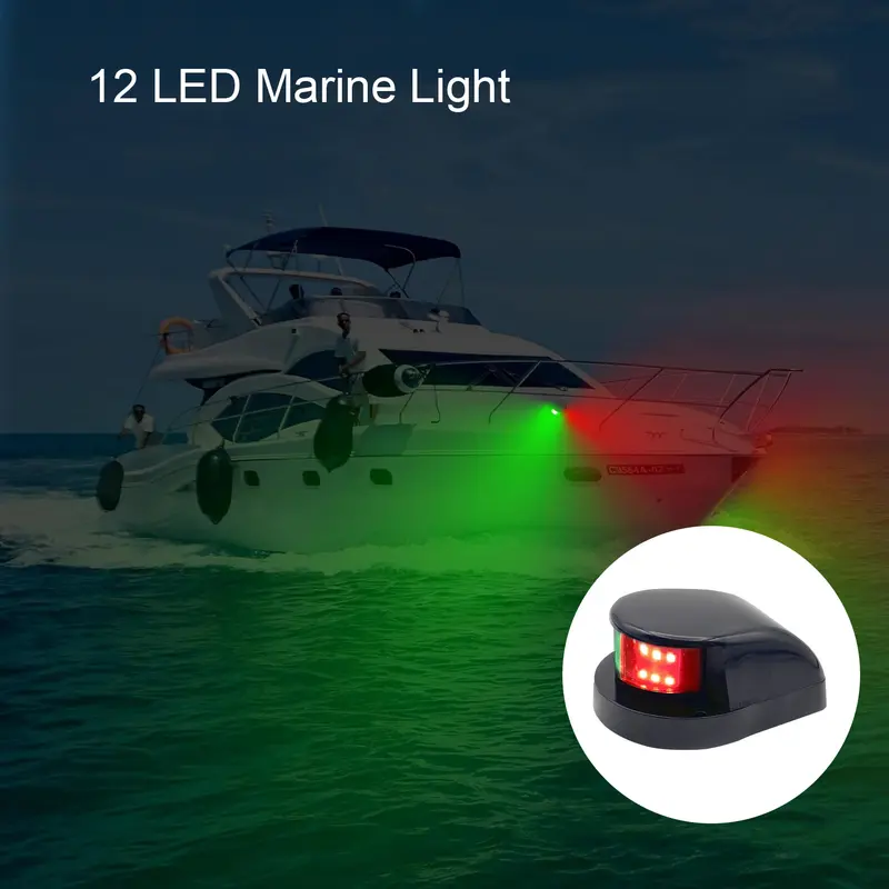 Đèn Điều Hướng Thuyền LED, Xeriok, Không Thấm Nước, Siêu Sáng, Tiện Ích Du Thuyền, Khả Năng Hiển Thị Cao, 12V, Thích Hợp Cho Tàu Biển, Đèn Thuyền Điện, Đèn Tín Hiệu Màu Đỏ Và Xanh Lá Cây 3
