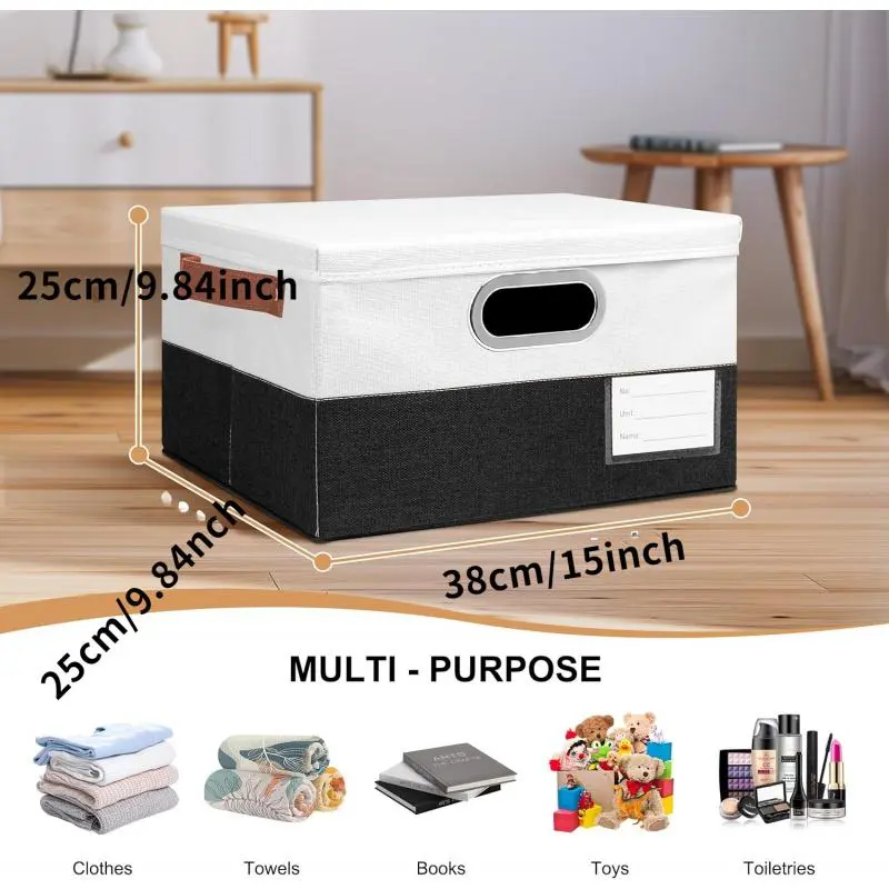 Foldable Storage Box with Lid, 2 Counts Multi-functional Clothes Storage Box with Handle, Home Organizer for Closet, Living Room and Bedroom 1
