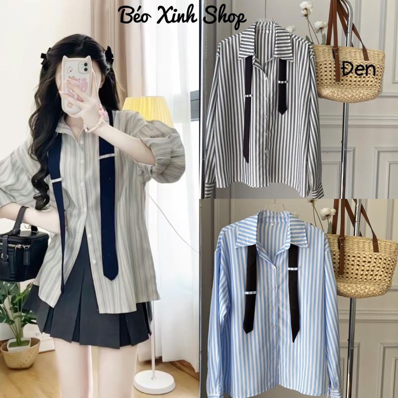 Áo Sơ Mi Kẻ Sọc Cao Cấp Thanh Lịch Bigsize 45- 90 Kg Dễ Thương Nữ Women Top - A.1518