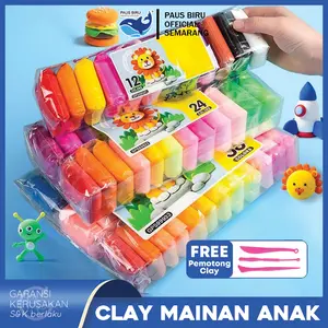 Clay Mainan Anak Isi 12 PCS Clay Warna Mainan Edukasi Sensorik Anak Aman dan Tidak Beracun - Malam Mainan Anak