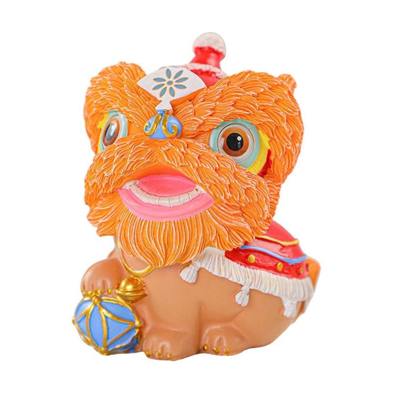 Chinese Lion Dance Statue, Resin Figurine Housewarming Gift Ornament, Spring Festival Decoration for Home Shelf Bedroom 6