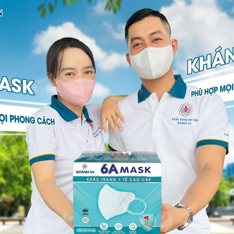 Khẩu trang y tế 6A Mask Khánh An hộp 100 cái kháng khuẩn ngăn bụi mịn hỗ trợ chống nắng hiệu quả