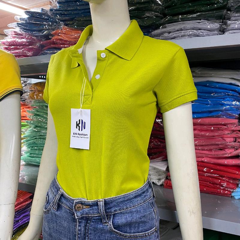 Áo Thun PoLo Nữ Màu Xanh Bơ Trơn Top Tua Rua Women