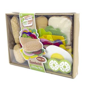 Felt Hamburger DIY Kit - Pretend Play Food Set with Sandwich & Hot Dog for Kids Role Playing