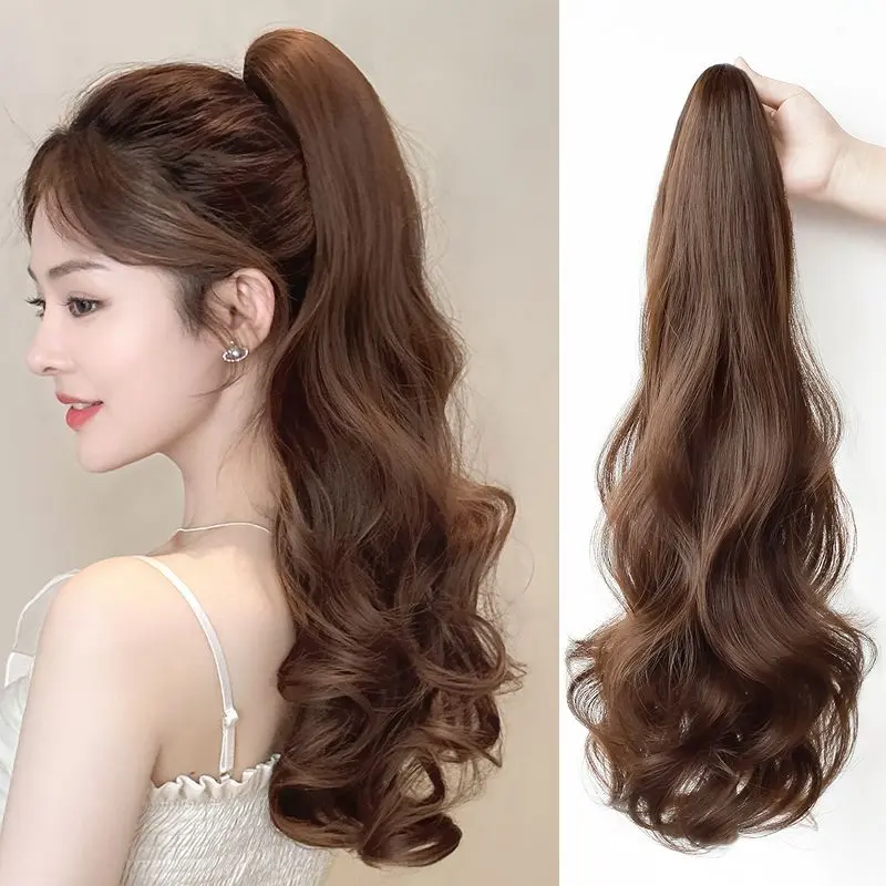 Tóc Giả Đuôi Ngựa Dành Cho Nữ, Tóc Thật Giả, Kẹp Tóc Càng Cua Tóc Xoăn Gợn Sóng Lớn, Tóc Đuôi Ngựa Cao, Tóc Nối Bồng Bềnh Phụ Kiện Tóc Bện Dài, Bán Chạy Tại Cửa Hàng