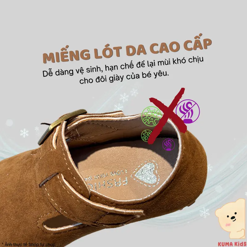 Giày thu xuân cho bé trai, bé gái 2024 Kuma Kids, Giày da lộn đế mềm cho bé 1-6 tuổi KBB05 [KHÔNG LÓT LÔNG] 1