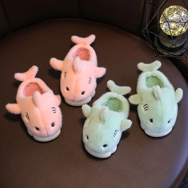 Children's Cotton Slippers Boys and Girls Cute Dolphin Soft Sole Thickened Autumn Winter Warm Non-slip Thick Sole Cotton Slippers 3