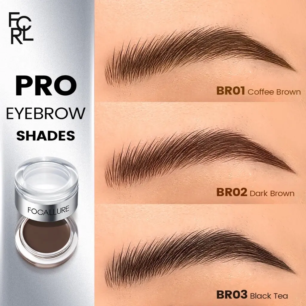 ￼FOCALLURE Pro-shape Waterproof Lasting Duo Eyebrow Cream & Gel 2-in-1 3D Full Sculpted Fluffy Feathery Fill Fix Instant Styling High Pigment Non-cakey Non-sticky Wajah