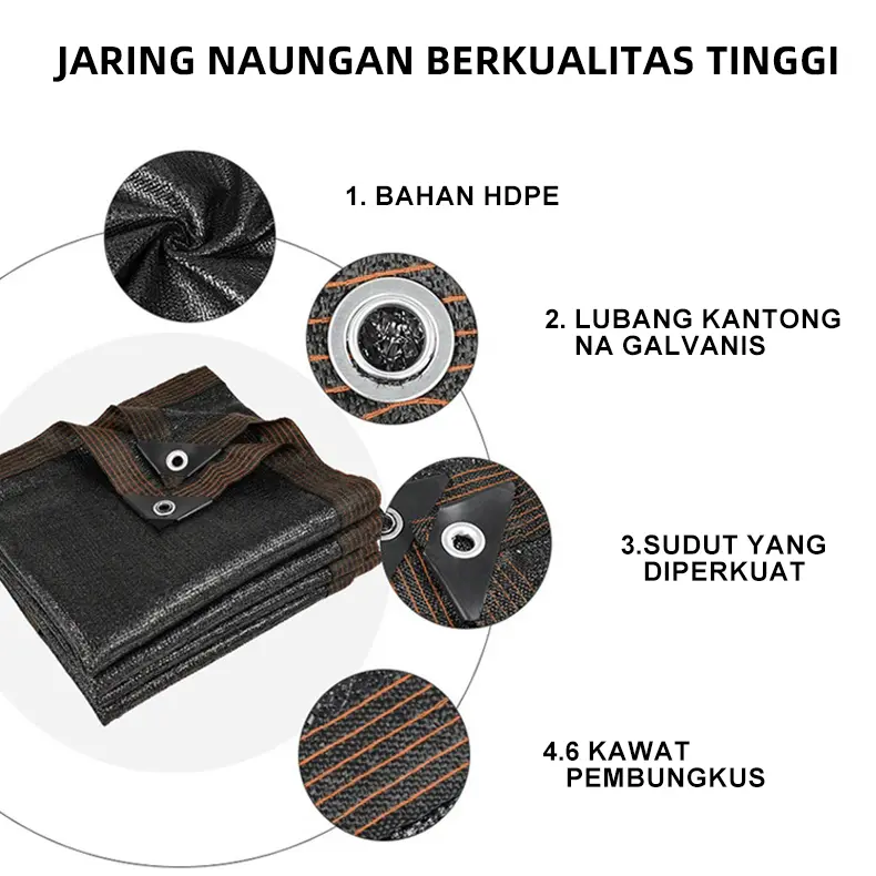 [Gratis 4 klip dan tali 5 -meter gratis] Paranet 99% Lebar 2/3/4/5 Meter Gratis Shading Net Nylon Anti Panas Enkripsi 12-pin Jaring Paranet Pelindung Tanaman Dari Matahari 6