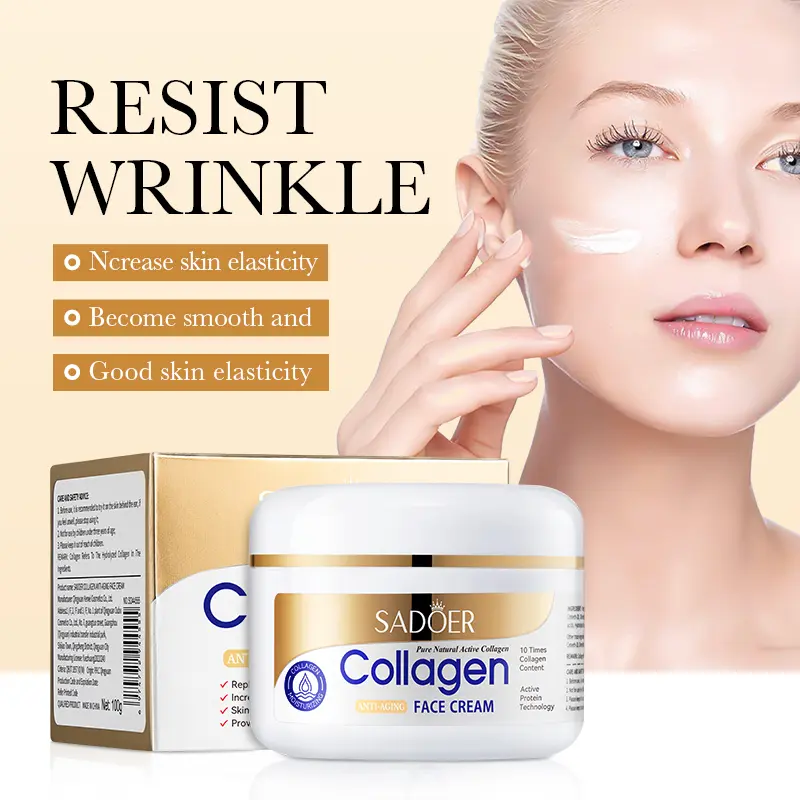 Collagen Face Cream For All Skin Types Anti-Aging Moisturizer Whitens Brightens Hydrates Nourishes Reduces Wrinkles Dark Spots 100g Beauty Treatment