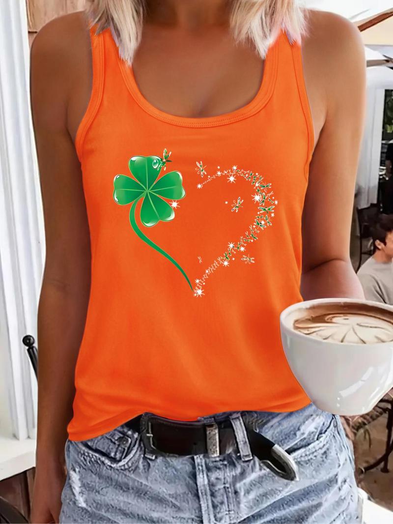 Product Introduction of Women's Heart Print Round Neck Tank Top, Casual Sleeveless Top for Daily Wear, Ladies Clothes for All Seasons 3