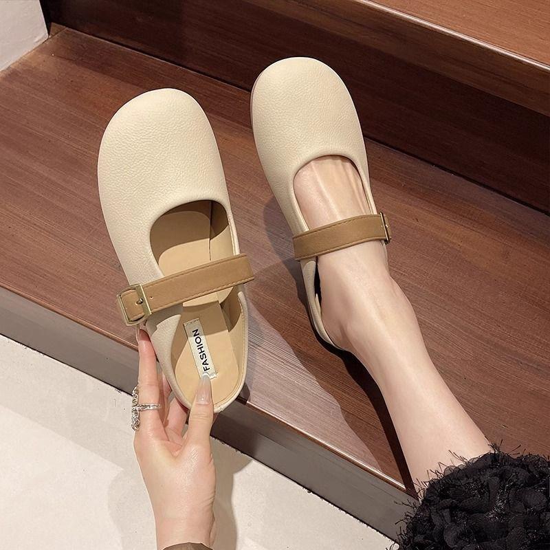 Product Introduction of Milk Fufu Slip-on Closed-Toe Slippers Women's Summer Outdoor Wear 2024 New Soft Bottom Not Tired Feet Half Slippers Muller Shoes 2