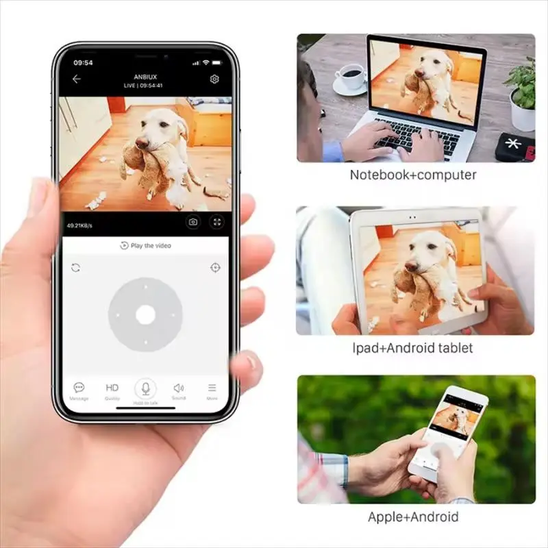 1080P HD Security Camera, Auto-Rotating Security Camera with Human Detection, Motion Recording Camera for Home Shop Pet Use 4