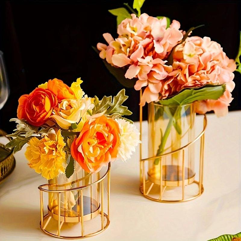 Elegant Geometric Design Hollow Flower Vase, 1 Count Trendy Simple Desktop Flower Vase, Spring Decor 2024 Fashionable Vase for Daily Decoration 2
