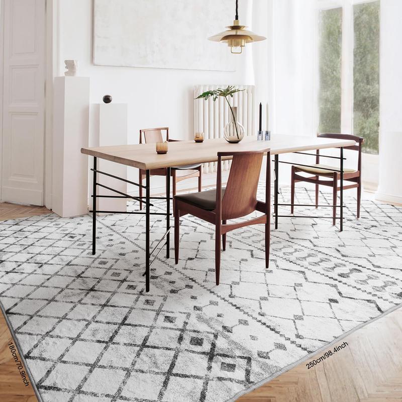 Boho Style Geometric Pattern Carpet, Non-slip Soft Durable Carpet, Decorative Area Unique Rugs for Home Living Room Bedroom, Home Decor 5