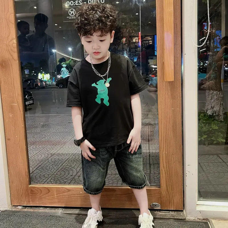 Combo 2 áo phông Bear kiểu Hàn cho bé trai và bé gái 3