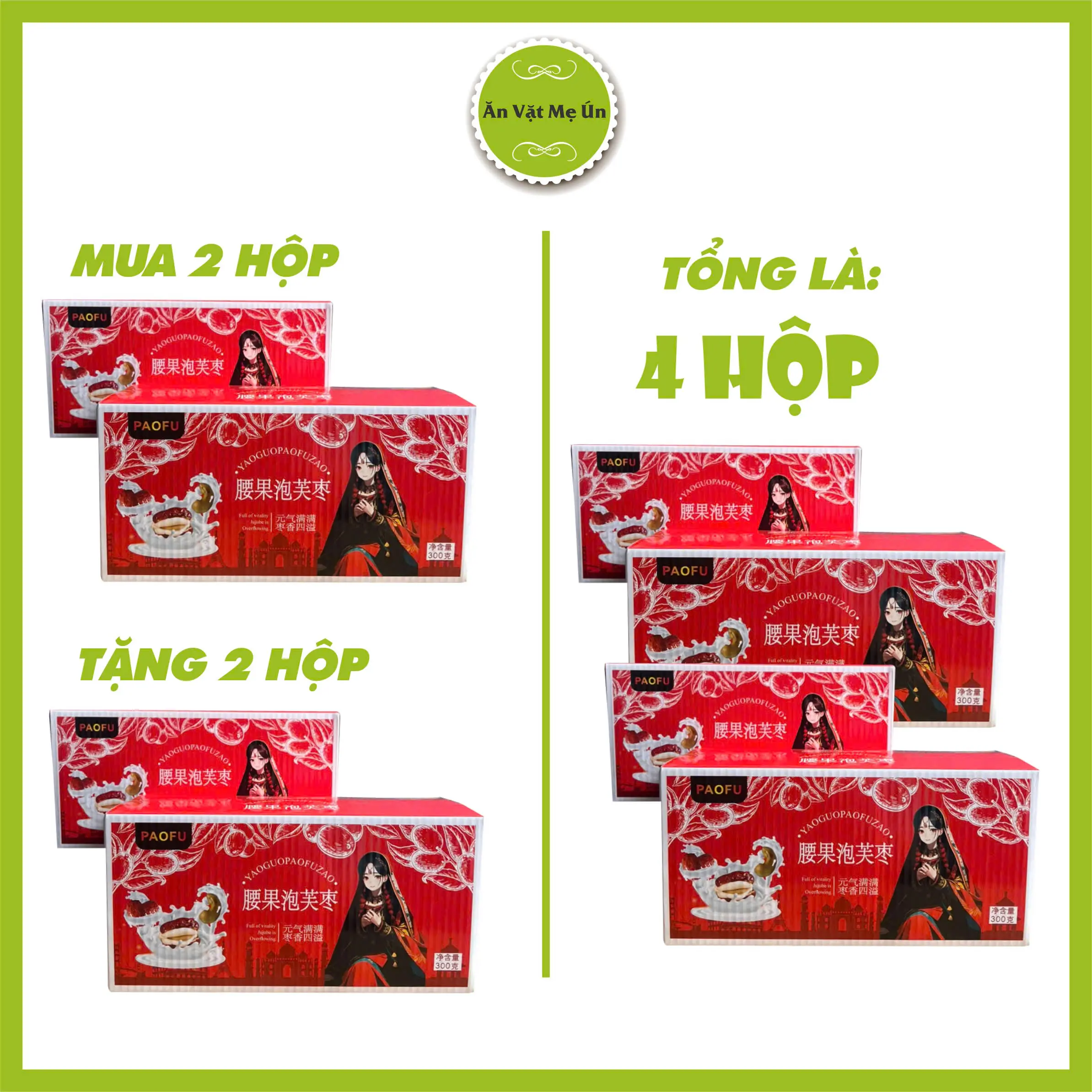(Mua 2 Tặng 2) 4 HỘP 300G Kẹo Táo Đỏ Kẹp Sữa Lạc Đà Nhân Hạt Điều Thơm Ngon  (hộp 300g cả vỏ) Ăn Vặt Food Thức Ăn - Candy Viên Kẹo