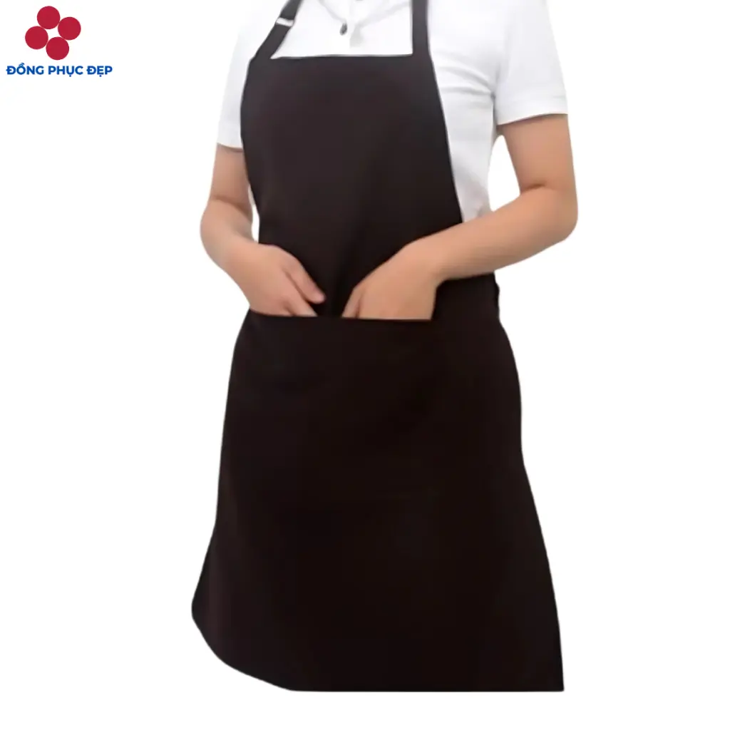 Tạp dề dài chuyên cho các nhà hàng , phục vụ coffee, pha chế - Tạp dề trơn vải Kaki cotton cao cấp thoáng mát, ít nhăn