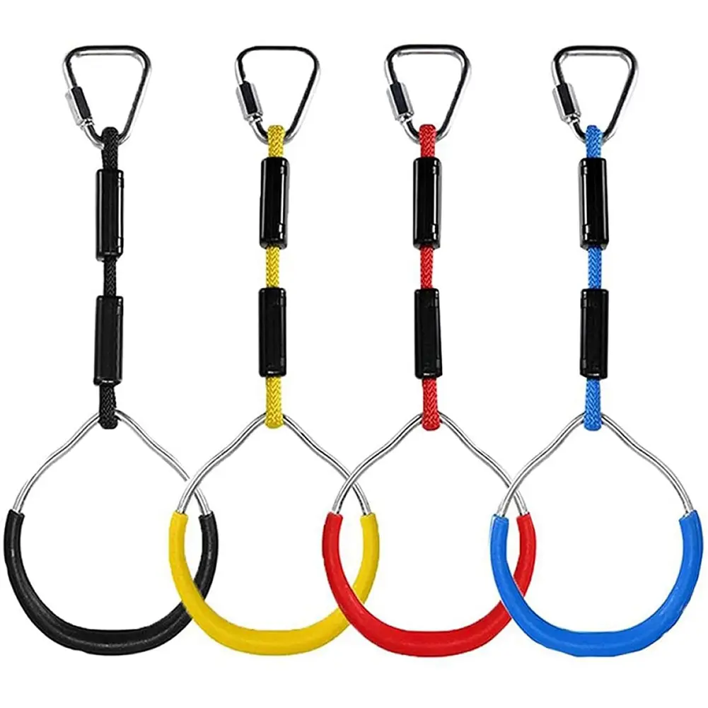 4 Pcs 42 cm Mixed Color Rope Loop Fitness Ring with Rope Children's Rock Climbing Ring for Climbing Frames and Swings