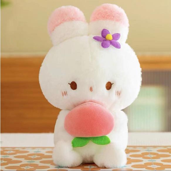 Gấu bông mini Thỏ trái đào nơ tím CÓ BÁN SỈ - Quà tặng dễ thương Thú Bông Thú Nhồi Bông